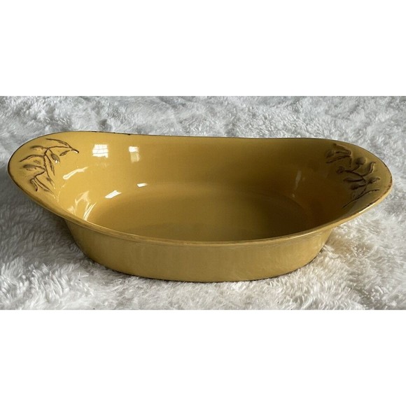 Cerutil Stoneware Oval Baking Casserole Dish Gold Color Made In Portugal 7x12” - Picture 3 of 7